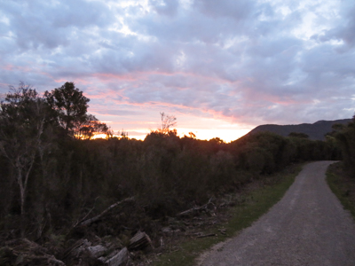 Sun setting on the way up to Telegraph Saddle